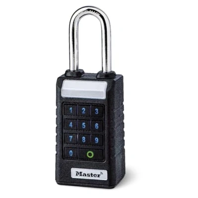 Image de Master Lock 6400EURLJENT Cadenas Bluetooth pour Applications Professionnelles [Bluetooth Compatible avec Smartphones] [Anse Longue] [Etanche] Noir