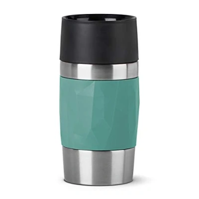 Image de EMSA Travel Mug Compact Tasse isotherme vert 0,3 L Isolation double paroi boissons chaudes café 3h fraîches 6h Acier inoxydable revêtement silicone N2160300