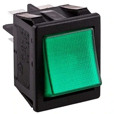 Image de BeMatik Interrupteur à Bascule Vert Lumineux DPST 4 Broches