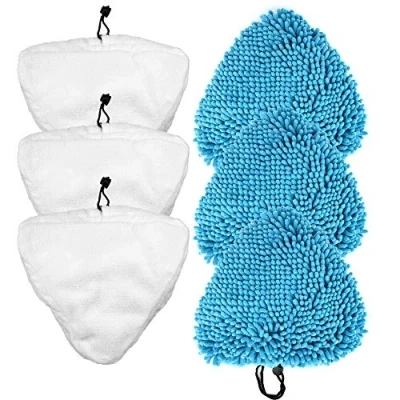 Image de Lot de 6 Rechange pour Balai Vapeur 3 Chiffons en Microfibre, à Franges Microfibre. Compatible avec la Plupart des Marques vadrouille Vapeur.