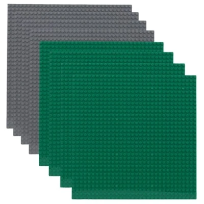 Image de Fousenuk Lot De 8 Plaque Base Classiques, Plaques Grise et Vertes 32 x Goujons Compatible avec Les Plus Grandes Marques, Classic La Construction pour Assemblage Exposition