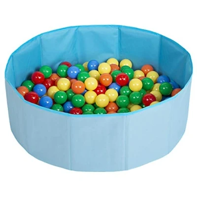Image de Selonis Piscine À Balles Multicolores Pliable 100 Pour Les Enfant, Bleu: Jaune/Vert/Bleu/Rouge/Orange