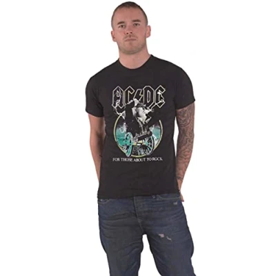 Image de AC/DC T Shirt for Those About to Rock Jaune Outlines Nouveau Officiel Unisex Size XL