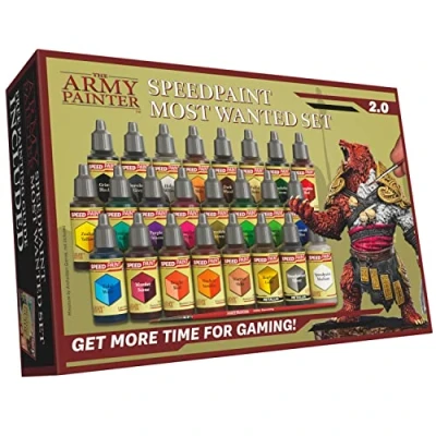Image de The Army Painter Speedpaint Most Wanted Set 2.0, Peinture Acrylique 24 Flacons De 18ml Pour Maquettes Et Modélisme Starter Set, Incluant 1 Pinceau D&#039;apprêt La Figurine