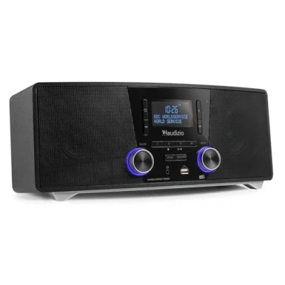 Image de Audizio Cannes Radio Dab+ et FM, Bluetooth, Lecteur CD, Réveil, Port USB, Haut Parleurs Intégrés, Télécommande, Idéale pour Écouter la Votre Musique à Maison
