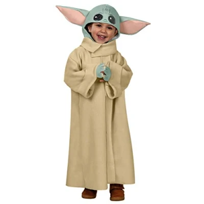 Image de RUBIES STAR WARS Officiel Costume Bébé Yoda Taille 4 6 Ans Déguisement pour Enfant avec un Long Manteau en Polaire, des Mains Mousse et une Cagoule à Oreilles Rembourrées
