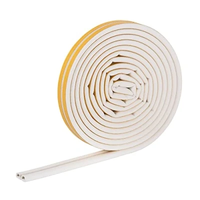Image de HELPMATE Bande d&#039;étanchéité autocollante pour fenêtres et portes Joint fenêtres/portes isoler les fentes de 2,5 à 5mm large étanche 9x6mm (Profilé D6mBlanc)