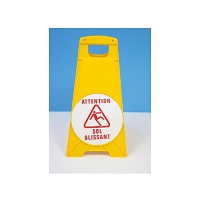 Image de Panneau de signalisation sol glissant chevalet jaune