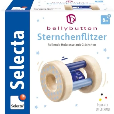 Image de Selecta 64011 Hochet roulant étoilé, bleu, 10 cm