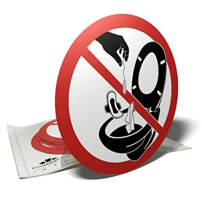 Image de Autocollant pour cuvette de toilettes Ne rien jeter dans les WC 6 stickers ronds 9,5cm