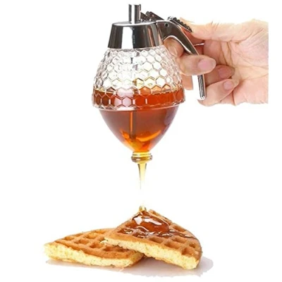 Image de NatureMan distributeur de miel en acrylique, pot à avec support, anti goutte, facile utiliser, idéal pour sirop, sucre, sauces, condiments et plus encore