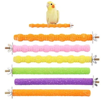 Image de Wudong 6 Pcs Perroquet Perches, Coloré Cage À Oiseaux Gommage Stand Bar pour Oiseau Perruches Perruche Calopsitte Conure Inséparable Patte Broyage Jouet