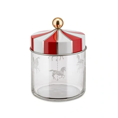 Image de Alessi Circus MW30/75 Bocal de Conservation des Aliments Design, en Verre Sérigraphié avec Couvercle Fer Blanc, 75 cl