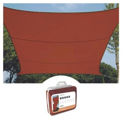 Image de Perel Voile d&#039;ombrage, Hydrofuge, 2 x 3 m, 160 g/m², Polyester, rectangulaire, Brun rougeâtre