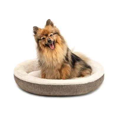 Image de lionto Lit Chien Rond Coussin Panier Chat Donut, 55 cm Ø Marron