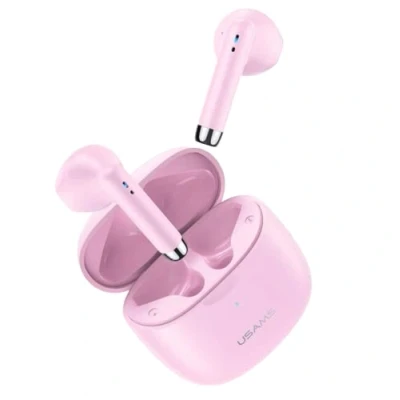 Image de USAMS Écouteurs intra auriculaires Bluetooth sans fil avec basses puissantes USB C Quick Charge BT 5.0 HiFi 3D stéréo True Sound microphone intégré Touch Control Super Mini (Rose)