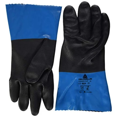 Image de Delta Plus VV836BL11 gants en vinyle PVC/Nitril sur support polyamide avec revêtement nitrile Bleu 30 cm