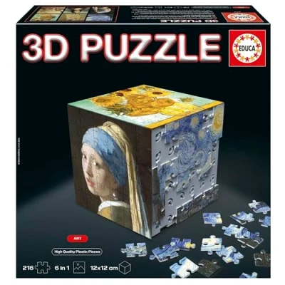 Image de Educa 3D Puzzle Cube Art. Le défi en Forme de avec 216 pièces au Total. Structure : Base montable recouverte 6 Puzzles 36 chacun. A partir Ans (20123)