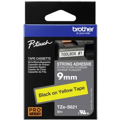 Image de Brother TZe S621 (9 mm) Noir sur jaune Ruban