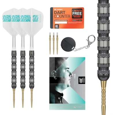 Image de Target Darts Rob Cross 95K Pointe en Acier fléchettes à Suisse, 95% tungstène avec Vols K Flex, 22G Voltage, Jeu de Swiss Points Flex Player Edition