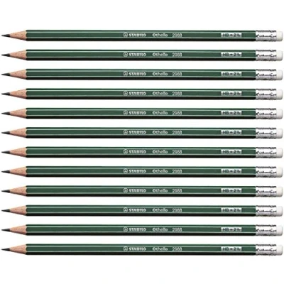 Image de Crayon graphite STABILO Othello Lot x 12 crayons papier HB bout gomme