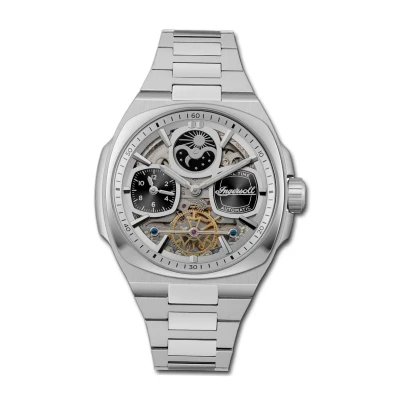 Image de Montre automatique pour homme Ingersoll The Spirit Moon Phase en acier inoxydable avec cadran squelette argenté I15802