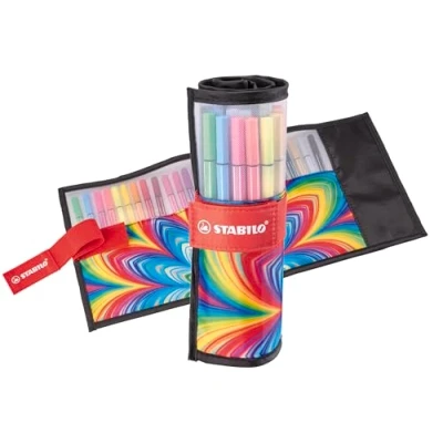 Image de Feutre dessin STABILO Pen 68 trousse Rollerset ARTY x 25 feutres de coloriage pointe moyenne gamme