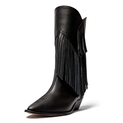 Image de L37 HANDMADE SHOES Femme Bottines I Bottes de Cowboy Daim Doublure en Cuir Chaussures Faites à la Main Super Freak Western, Noir, 35 EU