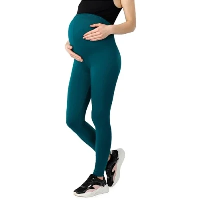 Image de Be Mammy Legging Maternité Long en Bio Coton Femme BE20 283 (Vert Émeraude, 4XL)