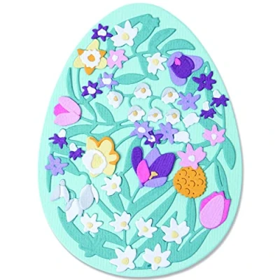 Image de Sizzix Thinlits Die Set 15PK Intricate Floral Easter Egg by Jenna Rushforth, 665818, Plastique, Multicolor, Taille Unique