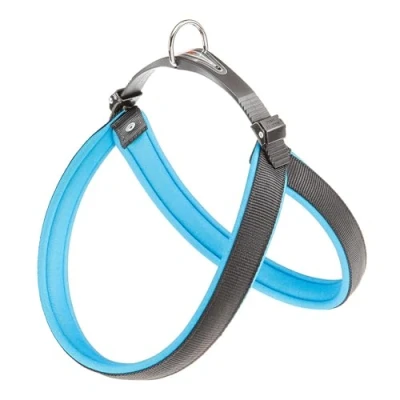 Image de Ferplast Harnais pour Chiens de Taille Moyenne Chien AGILA Fluo 6 avec Rembourrage Doux, système dégagement et d&#039;attache Rapide, Tour Poitrine 57 65 cm. Bleu