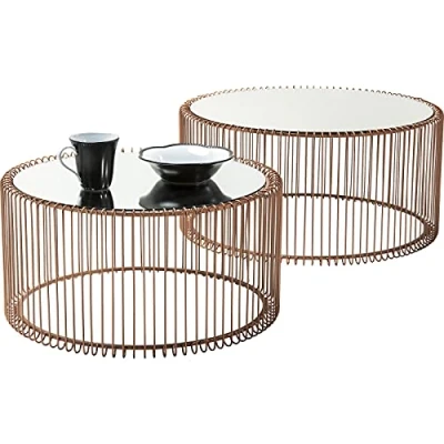 Image de Kare Lot de 2 Tables Basses Rondes en Verre Moderne