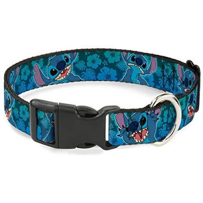 Image de Buckle Down Collier à Clip en Plastique Expressions de Points/Collage Hibiscus Vert Bleu délavé 2,5 cm Large Convient pour Tour Cou 38,1 66 Taille L