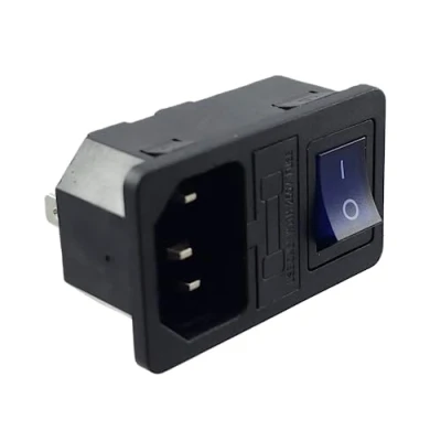 Image de MWMS Connecteur C 14 pour appareils à froid avec interrupteur bleu et fusible 10 A/250 V