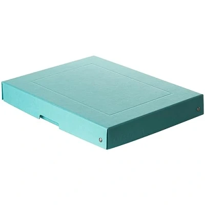 Image de Falken Ref. 22001856000F PureBox Pastel 1 boîte de rangement avec couvercle emballage cadeau sans plastique format A4 hauteur 40 mm poignée découpée entourée d&#039;un ruban bleu