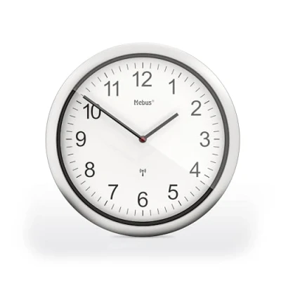 Image de Horloge Murale MEBUS Modèle 19809 26 cm Silencieuse Cadre Argenté