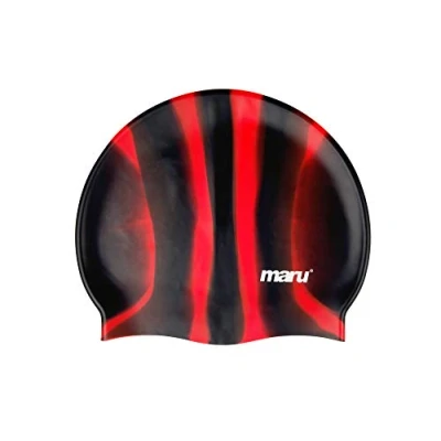Image de Maru A4412 Bonnet de natation unisexe Noir/rouge Taille unique