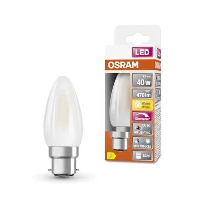 Image de OSRAM Lampe LED dimmable Superstar avec un rendu des couleurs particulièrement élevé (CRI90), B22d base, verre dépoli ,Blanc chaud (2700K), 470 Lumen,Remplacement de 40W Ampoules 1 Pack