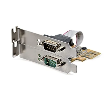 Image de StarTech.com Carte Série PCI Express à 2 Ports d&#039;Extension PCIe RS232/DB9 Adaptateur PCIe, UART 16C1050, Supports Standard ou Profil Bas Rétention COM, Win/Linux (21050 PC SERIAL LP)