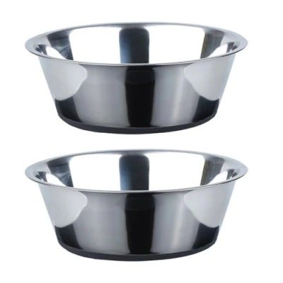 Image de PEGGY11 Gamelles en Acier Inoxydable pour Chien, Antidérapant, Fond Caoutchouc, Qualité Alimentaire, sans BPA, Peut Passer au Lave Vaisselle, Facile à Nettoyer, 3,8L, Paquet de 2