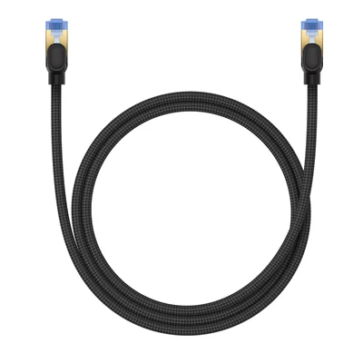 Image de Bas192. Câble Internet haute vitesse, RJ45 Cat.7, 10Gbps, 1m, tressé, noir