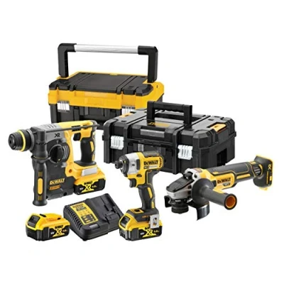 Image de DeWalt DCK305P3T Kit de 3 Outils 18 V DCH273+DCF887+DCG405+DCB184x3+incarc+TSTAK I &amp; II Argenté
