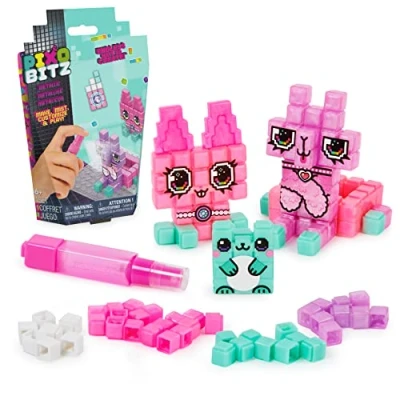 Image de PIXOBITZ STARTER PACK Coffret Pixel Art Avec 150 Bitz, Décorations Accessoires Modèles Personnages Animaux Fruits Skates En 2D Et 3D Loisirs Créatifs Jouet Enfant 6 Ans + Modèle Aléatoire