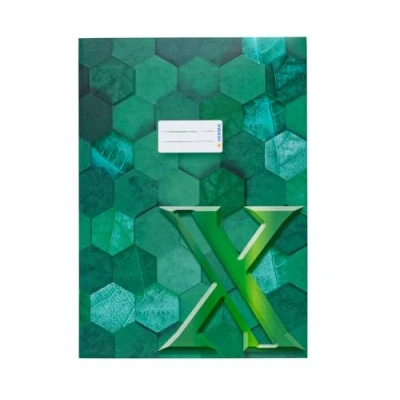 Image de HERMA 20087 protège cahiers A4 en carton vert avec champ d&#039;inscription papier solide et extra fort, motif hexagonal, pour d&#039;école, couleur