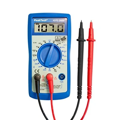 Image de PeakTech 1070 Multimètre Numérique RMS CAT III avec Affichage LCD, TÜV/GS, Testeur de Batterie, Manuel, Voltmètre, Ampèremètre Électronique, Continuité Max 300V