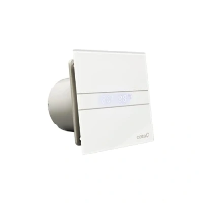 Image de CATA E 100 MTH Extracteur d&#039;Air Pour Salle de Bain Série MT Hygro Façade en Verre Blanc avec Minuteur et Détecteur d&#039;Humidité Classe Énergétique B 15 cm Large