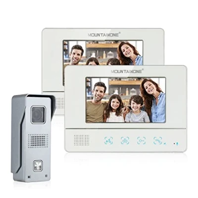 Image de Sonnette Interphone Video avec 7&quot; LCD Moniteur, Caméra de Surveillance Extérieur Imperméable Vision Nocturne IR, Filaire Intelligente, Déverrouillage, Fonction Monitoring