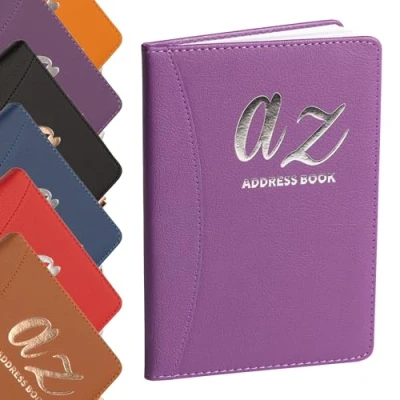 Image de Carnet d&#039;adresses Répertoire A à Z Couverture rigide avec stylo Format A5 (Violet)