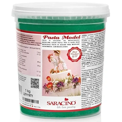 Image de Saracino Pâte à sucre Model vert modeler de 1 kg sans gluten Made In Italy