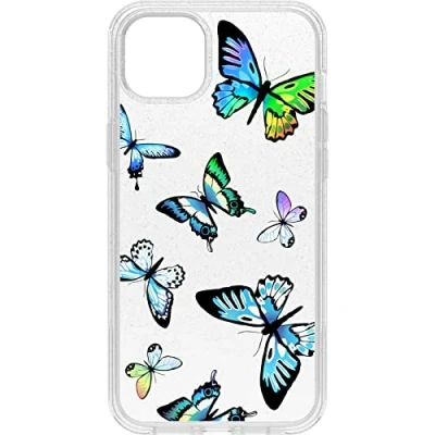 Image de OtterBox Symmetry Clear Coque pour iPhone 14 Plus, anti chute, protection fine, supporte 3 x plus de chutes que la norme militaire, antimicrobien, Butterfly